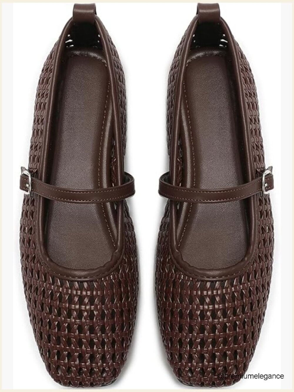Woven Mary Jane Flats with Buckle Strap Foldable Ballet Shoes